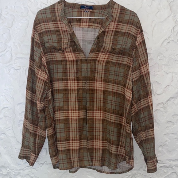 Chaps Tops - Chaps Denim Plaid Button-down Top